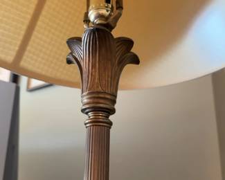 62”H | Vintage Style Brass Floor Lamp with Pleated Shade