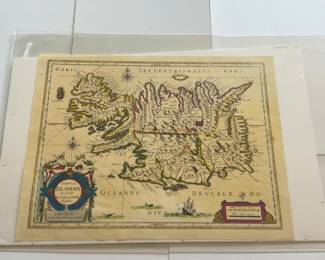 16” L by 12.5” W Colored Tabula Islandia Map by Georgio Carolo Flandro