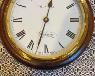 10” x 10 | Vintage R.N. Cox Pickering Mahogany and Brass Wall Clock