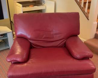 34”H x 40”L x 35”W | Remington Leather Red Armchair with Padded Armrests