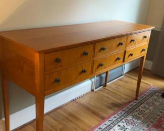 39”H x 64”L x 21.5”W | Eldred Wheeler 6 Drawer Tiger Maple Huntboard