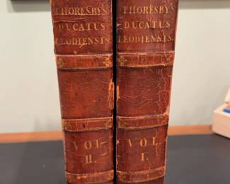 Thoresby's Ducatus Leodiensis Volumes I & II Antique Leather Bound Books