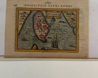7”L by 5”W Colored Antique Map of Mozambique - Descriptio Regni Congi
