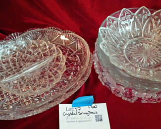 Lot 57: Assorted Cut Glass Serving Dishes and Bowls