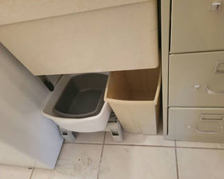 Lot 904: Plastic Waste Bins and Filing Cabinet