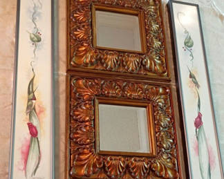 Lot 82: Decorative Wall Mirrors and Floral Framed Prints