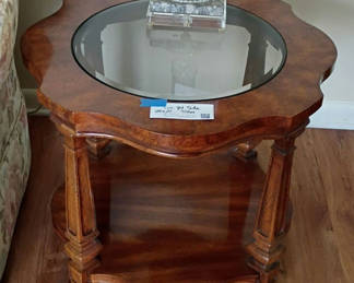 Lot 84: 2 Wood Side Table with Glass Insert Top
