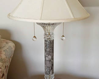 Lot 85: 3 Marble and Crystal Table Lamps