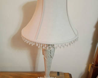 Lot 126: Decorative Table Lamp with Fabric Shade and Crystal Trim