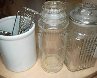 Lot 46: Assorted Kitchen Canisters and Glass Storage Jars