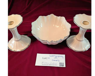 Lot 14: Lenox Symphony Porcelain Bowl and Candlesticks Set