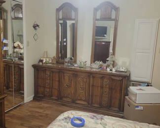 Lot 139: Wooden Dresser with Dual Mirrors