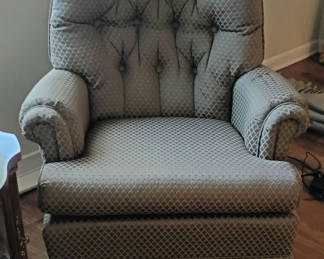 Lot 98: Upholstered Swivel Rocking Armchair