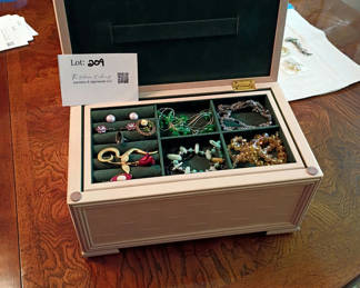 Lot 209: Jewelry Box with Assorted Costume Jewelry