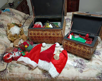 Lot 124: Christmas Decor Assortment with Storage Chests