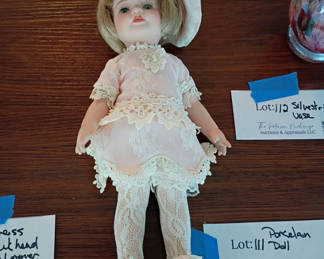 Lot 111: Porcelain Doll in Pink Lace Dress