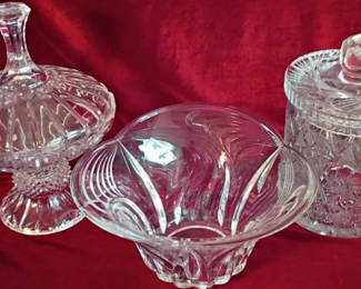 Lot 56: Assorted Cut Glass Decorative Containers and Bowl