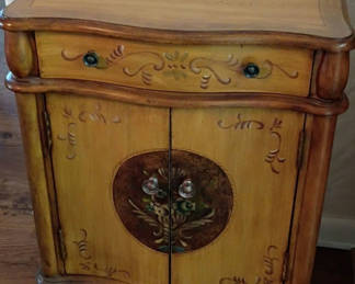 Lot 65: Decorative Wooden Accent Cabinet with Drawer