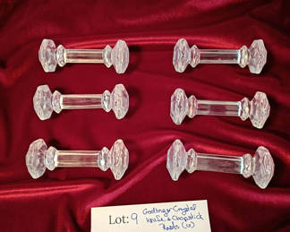 Lot 9: Set of Six Godinger Crystal Knife and Chopstick Rests