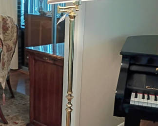 Lot 107: Brass Floor Lamp with White Shade