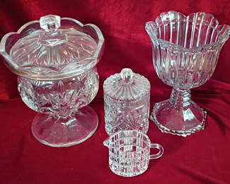 Lot 54: Assorted Cut Glass Decorative Containers and Vase