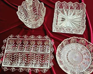 Lot 59: Assorted Cut Glass Serving Dishes and Basket