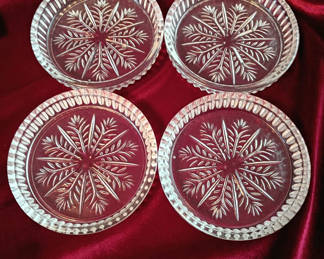 Lot 10: Set of 10 Crystal Coasters and Glass Vase