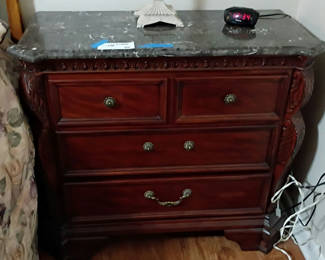 Lot 129: Wooden Nightstand with Marble Top