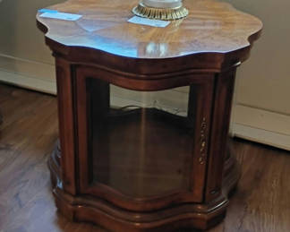 Lot 100: Wood Curio Side Table