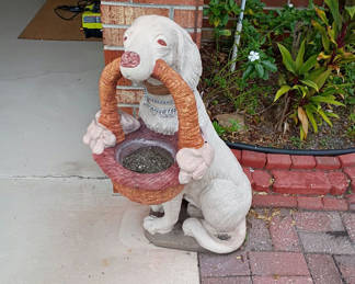 Lot 806: Dog Garden Statue with Basket