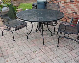 Lot 808: Metal Patio Table and Four Chairs