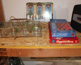 Christmas Glasses and Board Games and Belle and Howell Movie Projetor