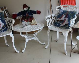Metal Patio Table Chair and Tiled Table
