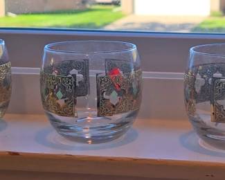 Culver Valencia 22K Gold Moroccan Cocktail Glasse 60s