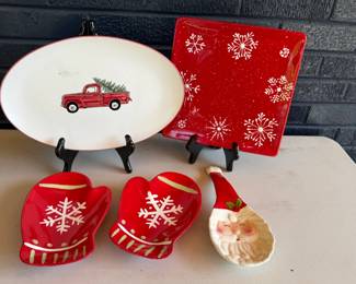 CERAMIC SERVING PLATTERS SPOON REST HALLMARK CHRISTMAS