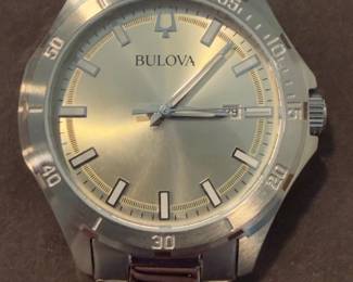 BULOVA MEN'S STAINLESS STEEL BURST DIAL WATCH