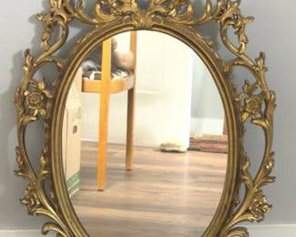 OVAL WALL MIRROR ROCOCO STYLE SCROLL FLORAL FRAME