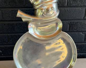 CAST METAL SNOWMAN SERVING PLATTER