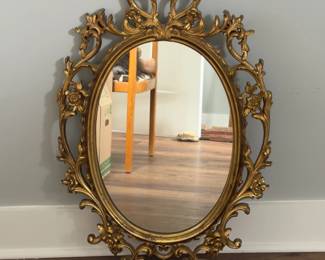OVAL WALL MIRROR ROCOCO STYLE SCROLL FLORAL FRAME