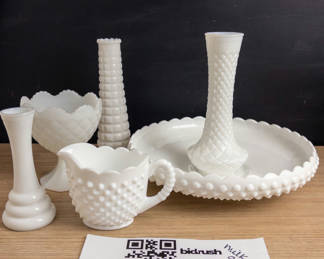Lot 51: Milk Glass with Fenton Hobnail