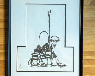 Lot 33: 1977 Signed Japanese Kirie Cut Paper Art