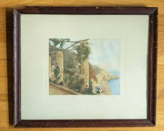 Lot 27: Wallace Nutting "The Pergola, Amalfi" Hand Colored Print