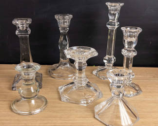 Lot 52: Glass and Crystal Candlesticks