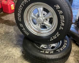 VINTAGE CRAGAR S/S CHROME 5-SPOKE WHEELS & TIRES — SET OF 2