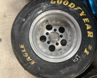 VINTAGE GOODYEAR EAGLE #1 RACING TIRE w/ POLISHED ALUMINUM MAG WHEEL 