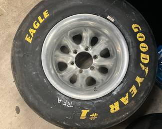 VINTAGE GOODYEAR EAGLE #1 RACING TIRE & POLISHED 6-LUG WHEEL