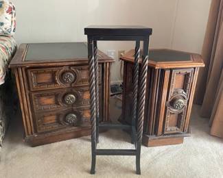 Matching Wood Side Tables  WoodMetal Plant Stand