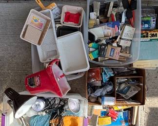 Assorted Painting Items, Lights, Light Bulbs