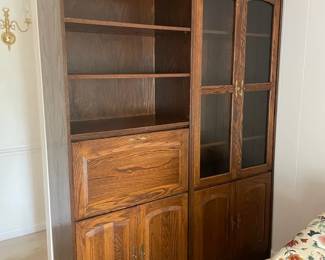 Two Matching Oak Veneer CabinetsBookcases