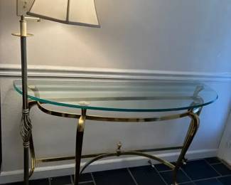 Brass Finished Console Table  Floor Lamp